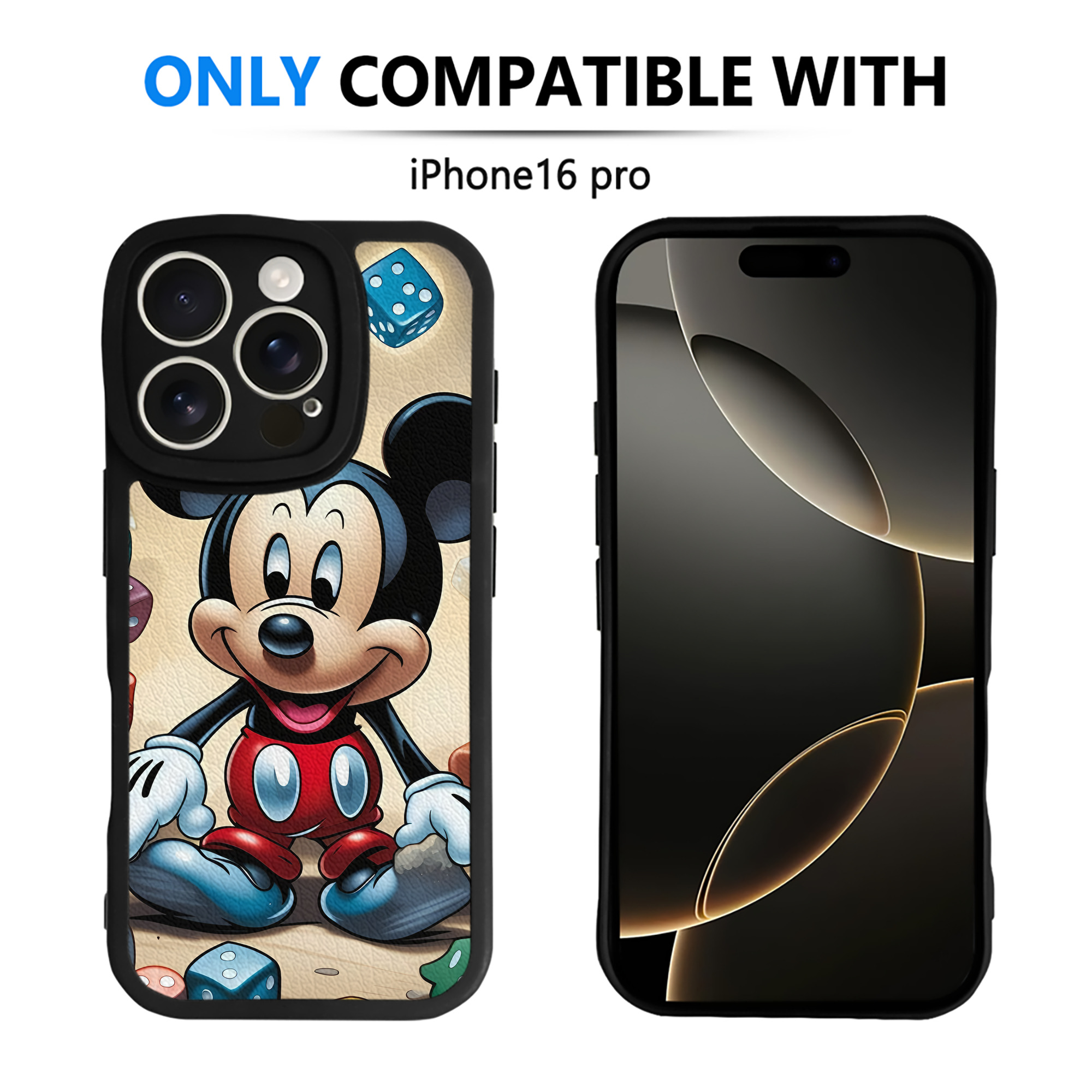 （画像用） ミッキーマウス Mickey Mouse 【iPhone 16シリーズ対応】シリコンスマホケース（レザー調） 材質：シリコン